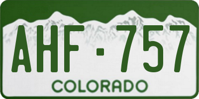 CO license plate AHF757