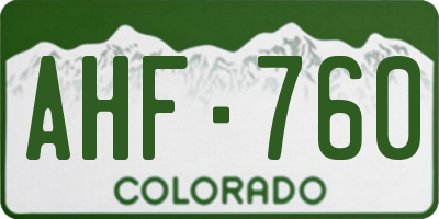 CO license plate AHF760