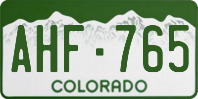 CO license plate AHF765