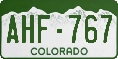 CO license plate AHF767
