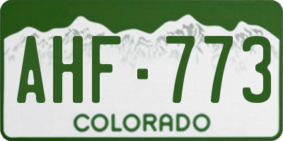 CO license plate AHF773