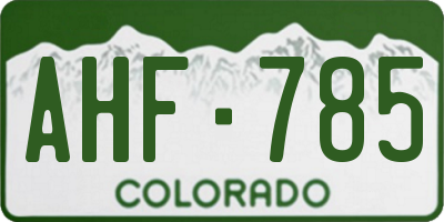 CO license plate AHF785