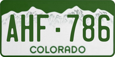CO license plate AHF786