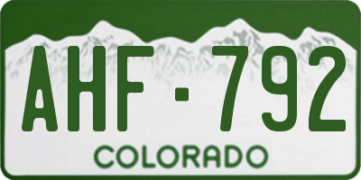 CO license plate AHF792