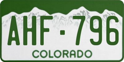 CO license plate AHF796