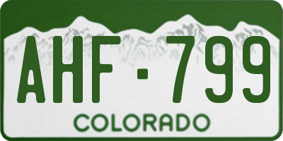 CO license plate AHF799