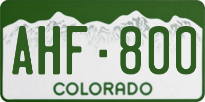 CO license plate AHF800
