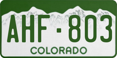 CO license plate AHF803