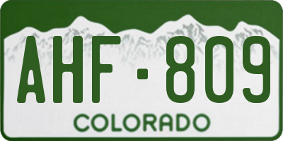 CO license plate AHF809