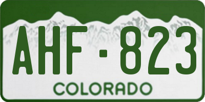 CO license plate AHF823