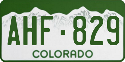 CO license plate AHF829