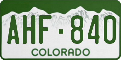 CO license plate AHF840