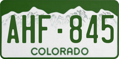 CO license plate AHF845