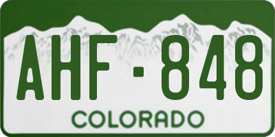 CO license plate AHF848
