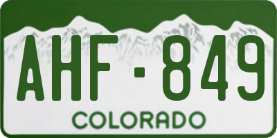 CO license plate AHF849