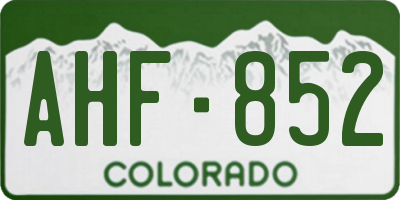 CO license plate AHF852