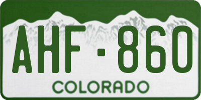 CO license plate AHF860