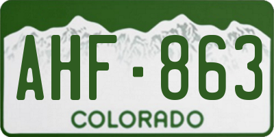 CO license plate AHF863