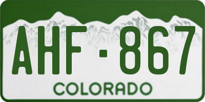 CO license plate AHF867