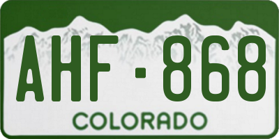 CO license plate AHF868