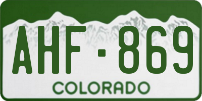 CO license plate AHF869