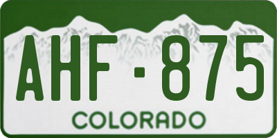 CO license plate AHF875
