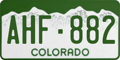 CO license plate AHF882