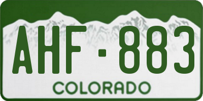CO license plate AHF883