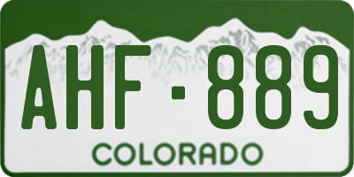 CO license plate AHF889