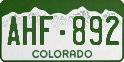CO license plate AHF892