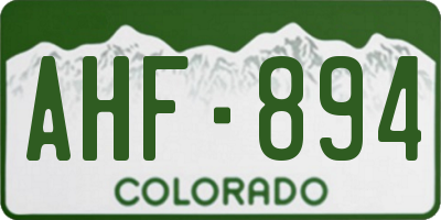 CO license plate AHF894