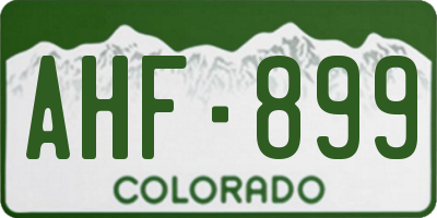 CO license plate AHF899