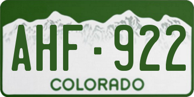 CO license plate AHF922