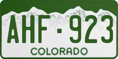 CO license plate AHF923