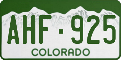 CO license plate AHF925
