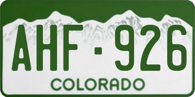 CO license plate AHF926