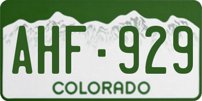 CO license plate AHF929