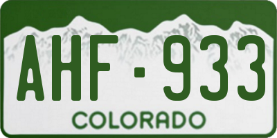 CO license plate AHF933