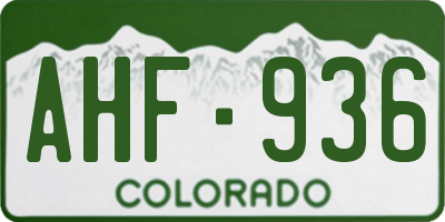 CO license plate AHF936