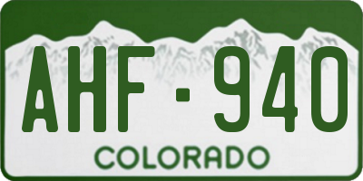 CO license plate AHF940