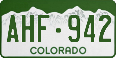 CO license plate AHF942