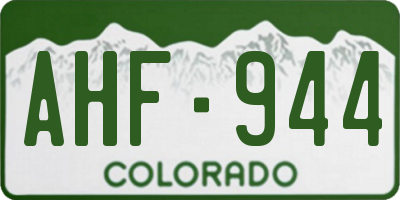 CO license plate AHF944