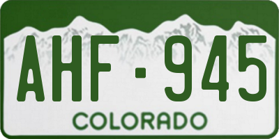 CO license plate AHF945