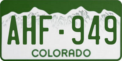 CO license plate AHF949