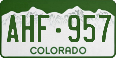 CO license plate AHF957