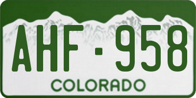CO license plate AHF958