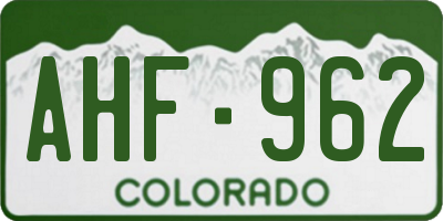 CO license plate AHF962