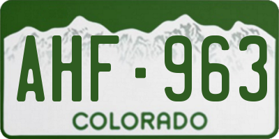 CO license plate AHF963