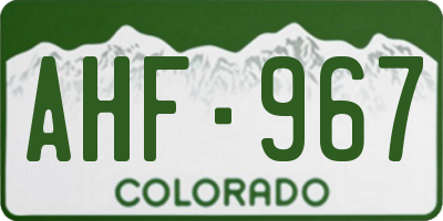 CO license plate AHF967