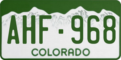 CO license plate AHF968